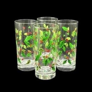 Vintage 1980's Libby Holly Highball Glasses Tumblers 14oz Set of 4